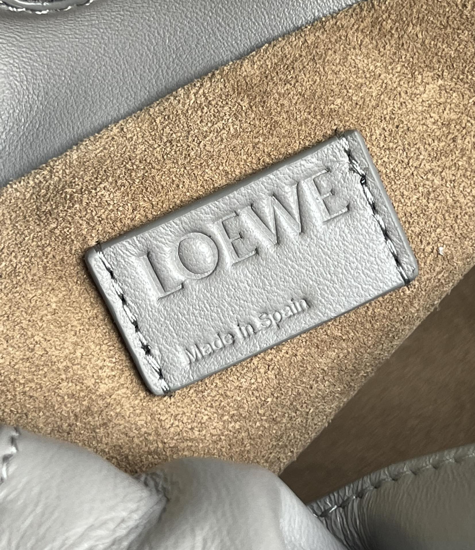 Loewe Mini Flamenco clutch in nappa calfskin Pearl Grey